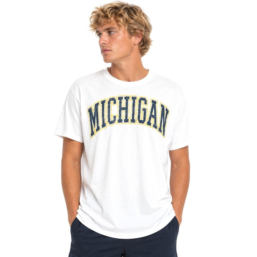 Michigan Wolverines T-Shirt White College Graphic Tee Port & Company Mens Medium